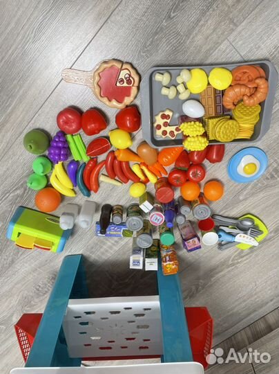 Детская касса с игрушечными товарами(продукты)