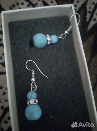 Серьги Бирюза, камень натуральный