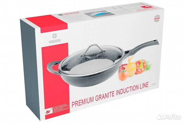 Сковорода-вок Vinzer Premium Granite Induction32см