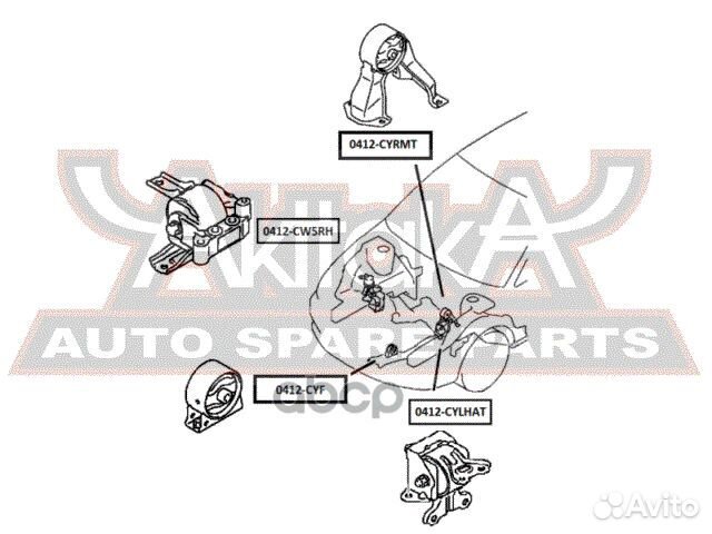 Подушка двигателя левая CVT/MT 0412cylhat asva