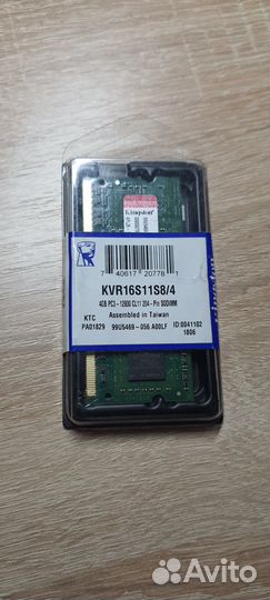 Модуль памяти KVR16S11S8/4 4 GB SO-dimm DDR3