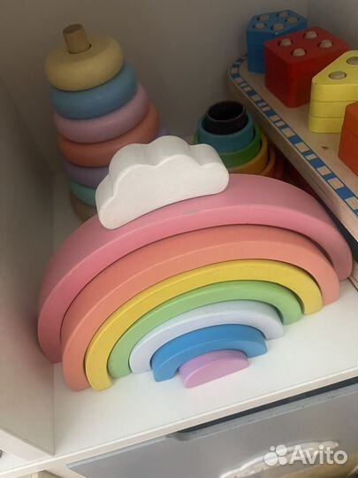 Пирамидка +радуга деревянные