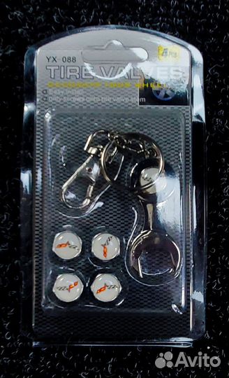 Колпачки на ниппеля - Corvette (с ключом/Черный/Се