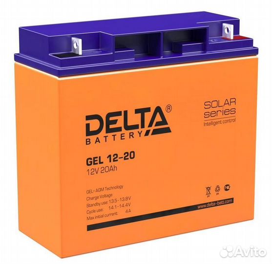 Акб 12V20Ah (181х77х167) (гелевый) Delta
