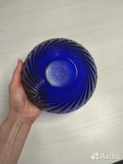 Винтажный салатник синее стекло