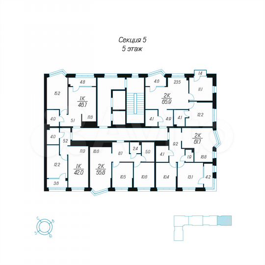 2-к. квартира, 55,8 м², 5/24 эт.