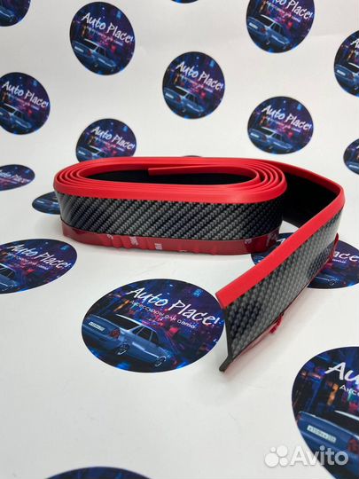 Губа на бампер samurai карбон с красным кантом