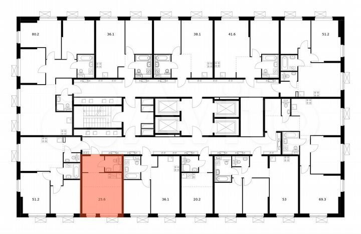 Квартира-студия, 25,6 м², 26/33 эт.