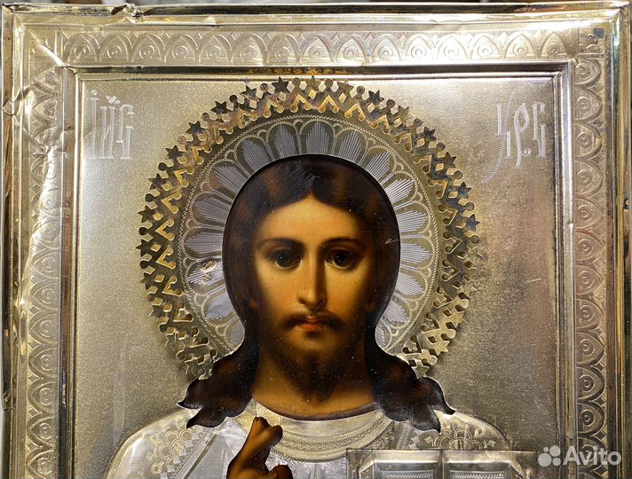 Икона Господь Вседержитель Серебро Золочение