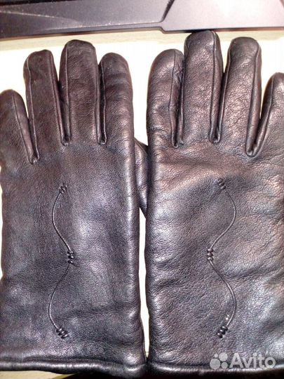 Женские кожаные утепленные перчатки, размер 8