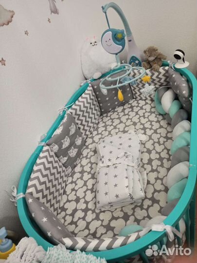 Набор бортиков, кокон, балдахин, конверт-одеяло