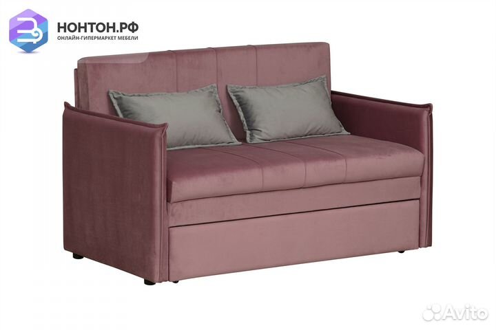 Диван выкатной Дэнди розовый / серый