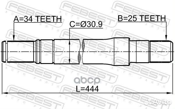 Полуось правая 25X444X34 1812-a17dtrh Febest