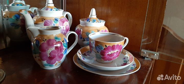 Чайный сервиз полный комплект Дулево Агашки Пион