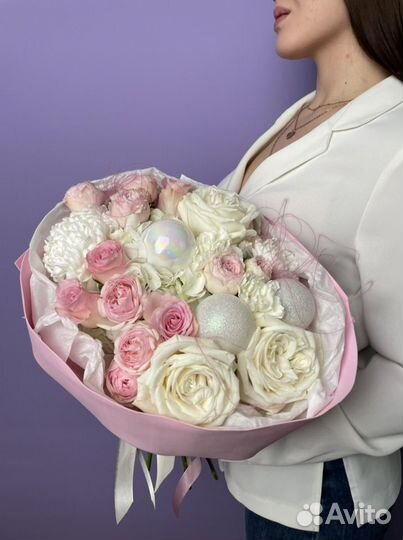 Букет цветов «Нежная зимняя палитра»