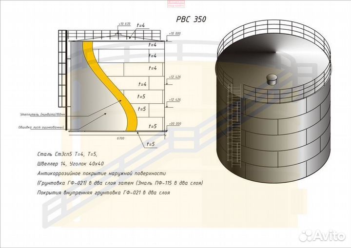Резервуар Горизонтальный ргсн-15 м3