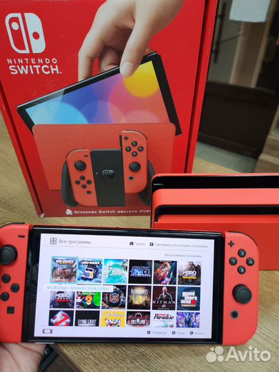 Новая Чипованная nintendo switch oled Mario Red