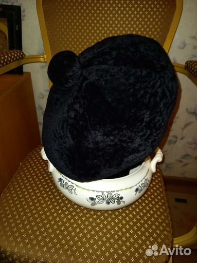 Берет натуральный черный, р.56