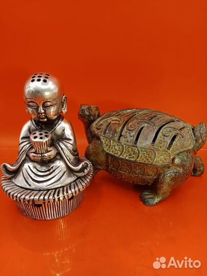 Курильница Монах,нейзильбер,Китай, 12 см + 500 др