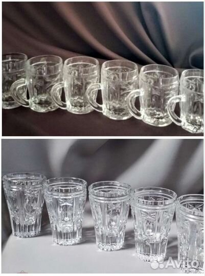 Хрусталь ссср. Набор кружек, стаканов. Винтаж