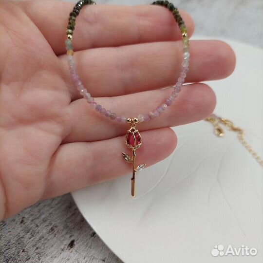 Колье чокер из натуральных камней