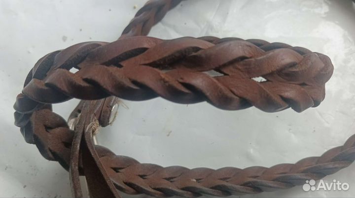 Поводок плетенный кожа бычья с карабином обмен