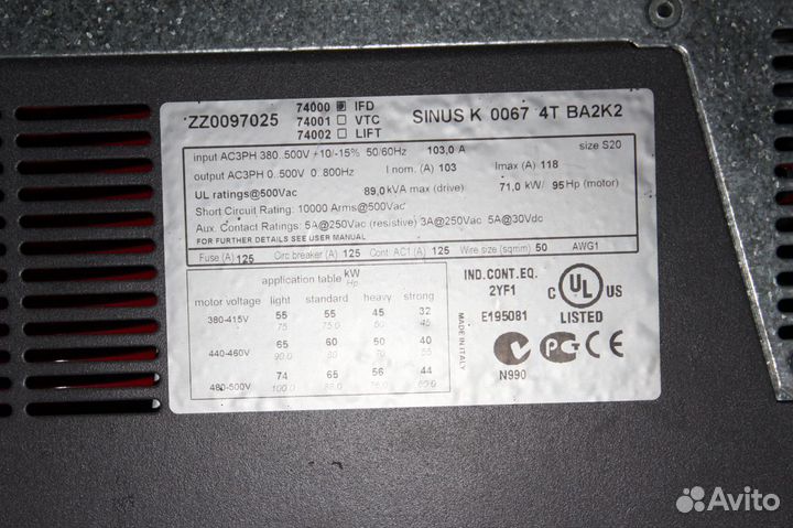 Преобразователь частоты 0067 4T BA2K2