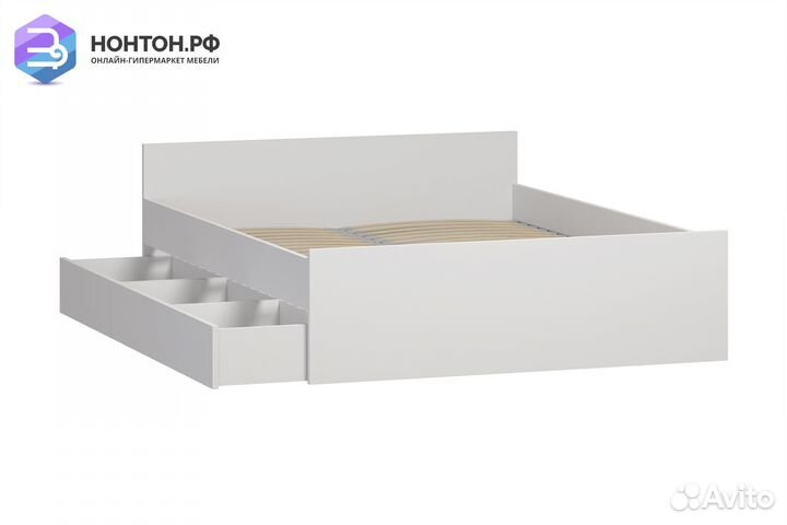 Кровать двуспальная Орион белая с ящиками