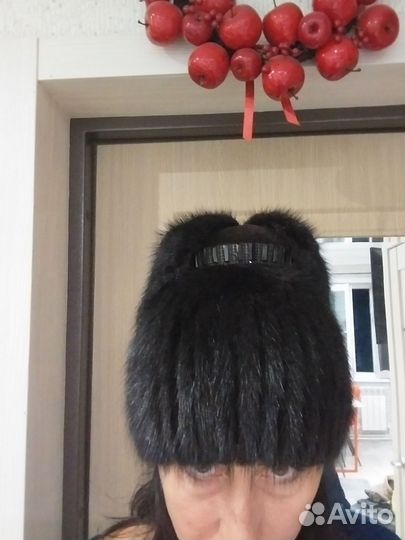 Шапка женская норковая вязанная