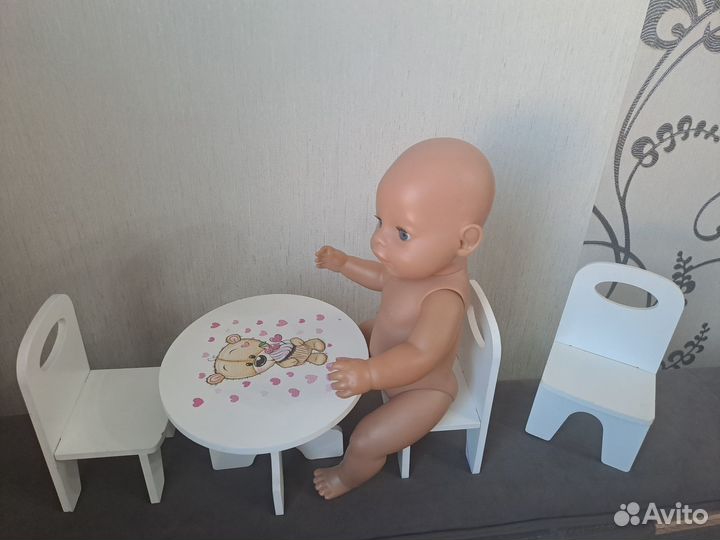 Мебель для кукол до 45 см. (Стол, стулья)