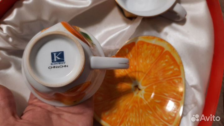 Сервиз чайный на 2 персоны сердца с апельсинами