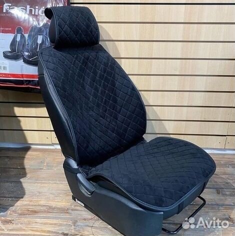 Накидки на сидения алькантара ромб чёрный