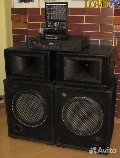 Колонки C-Mark 1100W 4шт Усилитель Микшер Микрофон