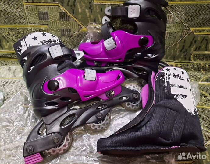 Ролики сиреневые раздвижные, размер 31-34