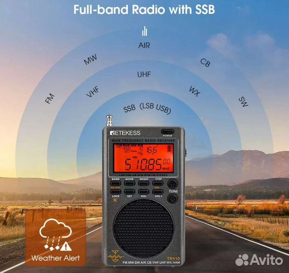 Retekess TR-110 AM/FM/SW/MW/CB/AIR/VHF/UHF/WX