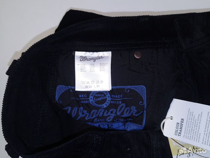 Джинсы wrangler вельвет с флисом(зима) W:32-36 L:3