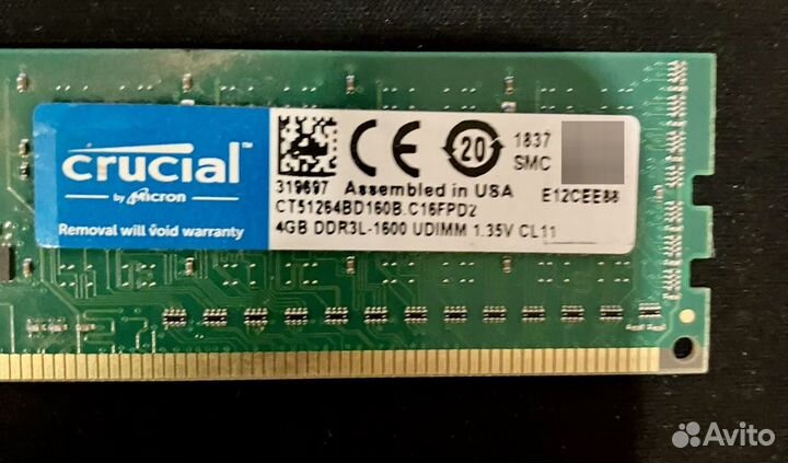 Оперативная память crucial ddr3 ct51264bd160b 4gb