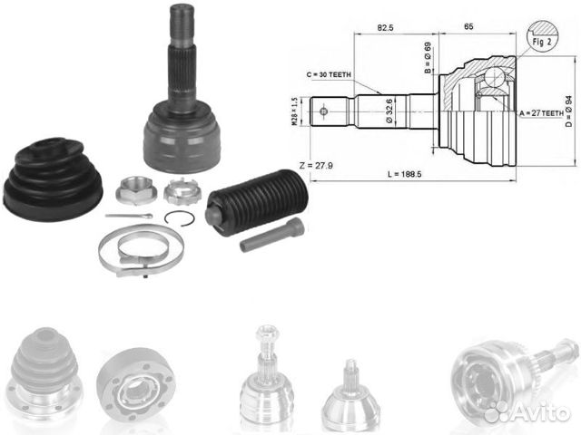 Шрус внешний 30*27*69 Toyota Land Cruiser 90