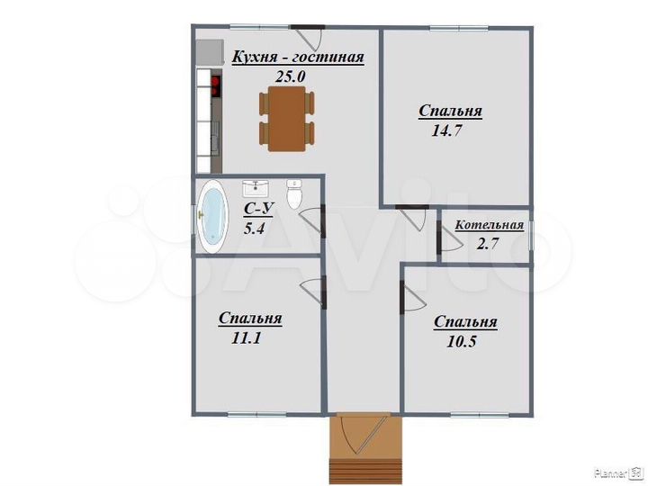 Коттедж 115 м² на участке 5 сот.