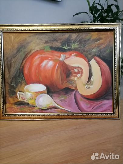 Картина маслом натюрморт с тыквой