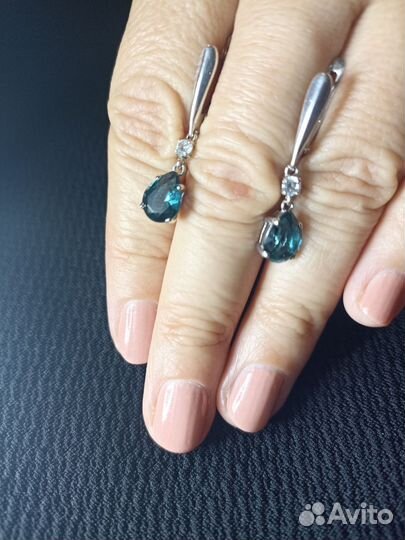 Серьги и кольцо серебро