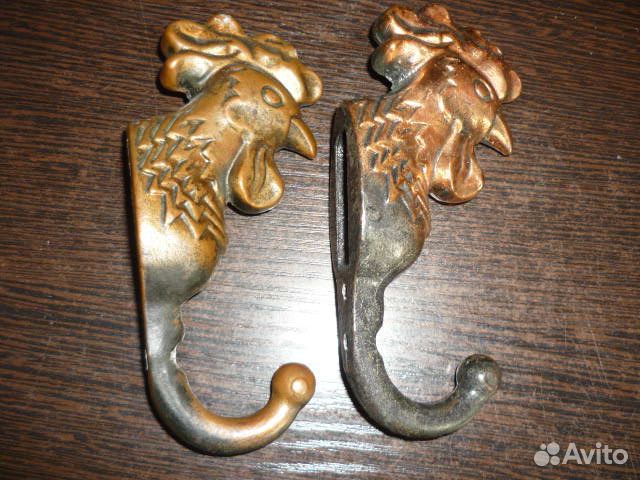 Старинный крючок вешалка СССР петух 2 штуки