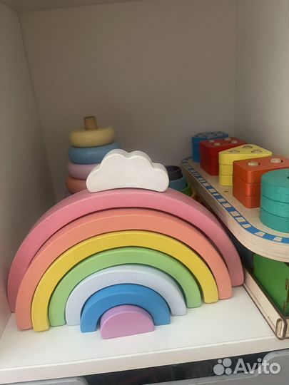 Пирамидка +радуга деревянные
