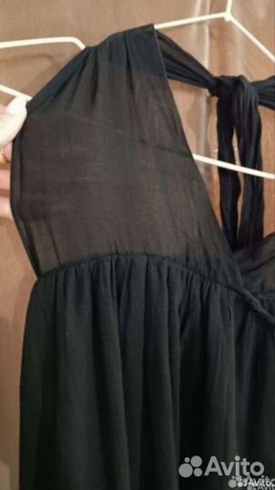 Сарафан длинный хлопок чёрный платье длинное 42