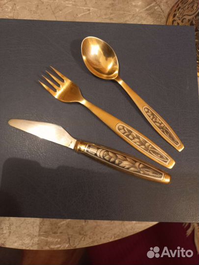 Серебряные нож,вилка,ложка,набор