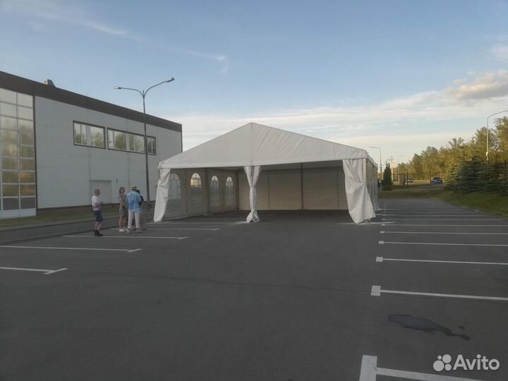 Аренда двускатных шатров от 100 до 1000 кв.м