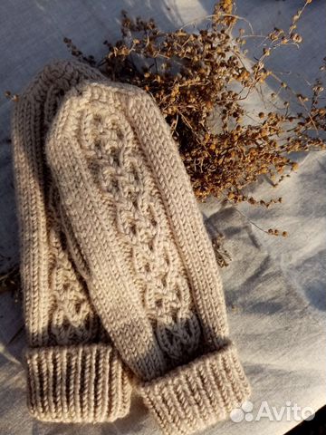 Варежки вязанные женские подарок новый год