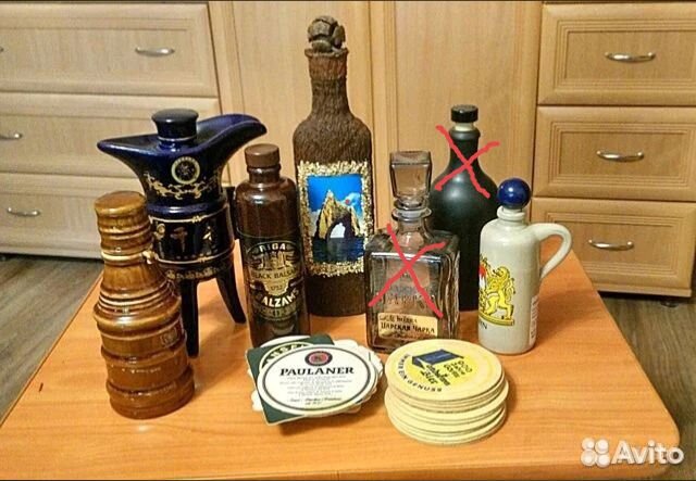 Бутылки декоративные, керамика, фарфор, стекло