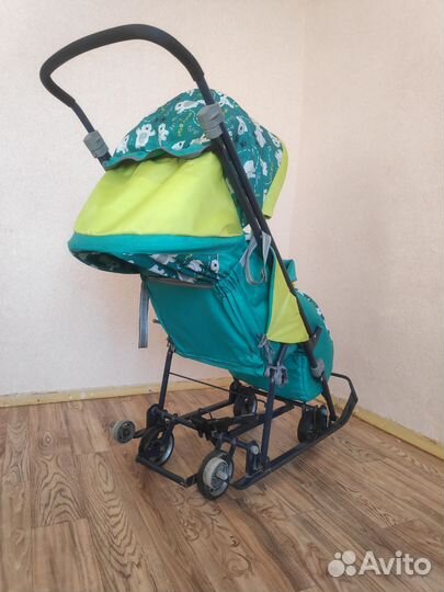 Санки коляска Ника умка с колёсами