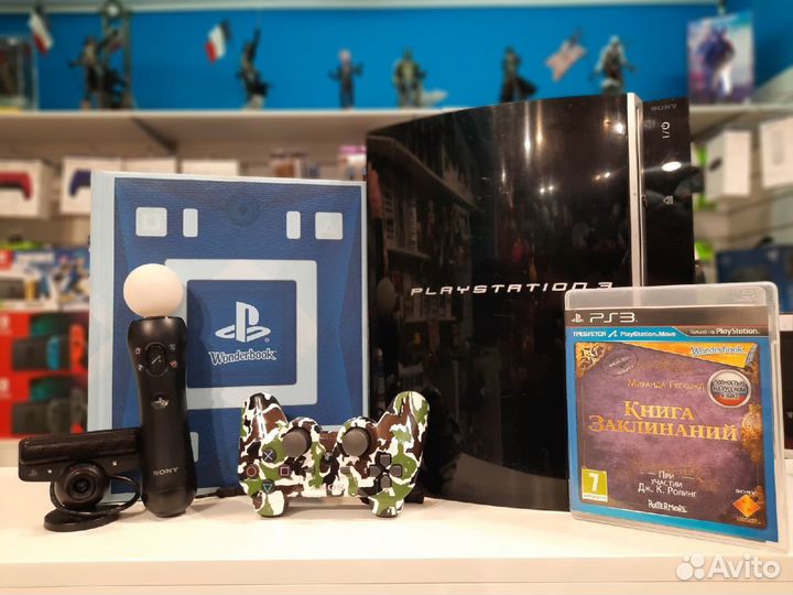 Playstation 3 Fat + Wonderbook + камера + psMove